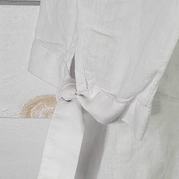 Christopher & Banks CJ Tunic Top Women's Large White V-Neck Linen Rayon Popover - Picture 5 of 10
